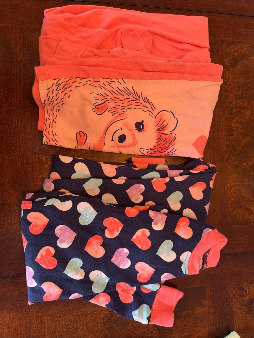 Girls Coral and Navy Heart Pajama Set - Kids Pajamas